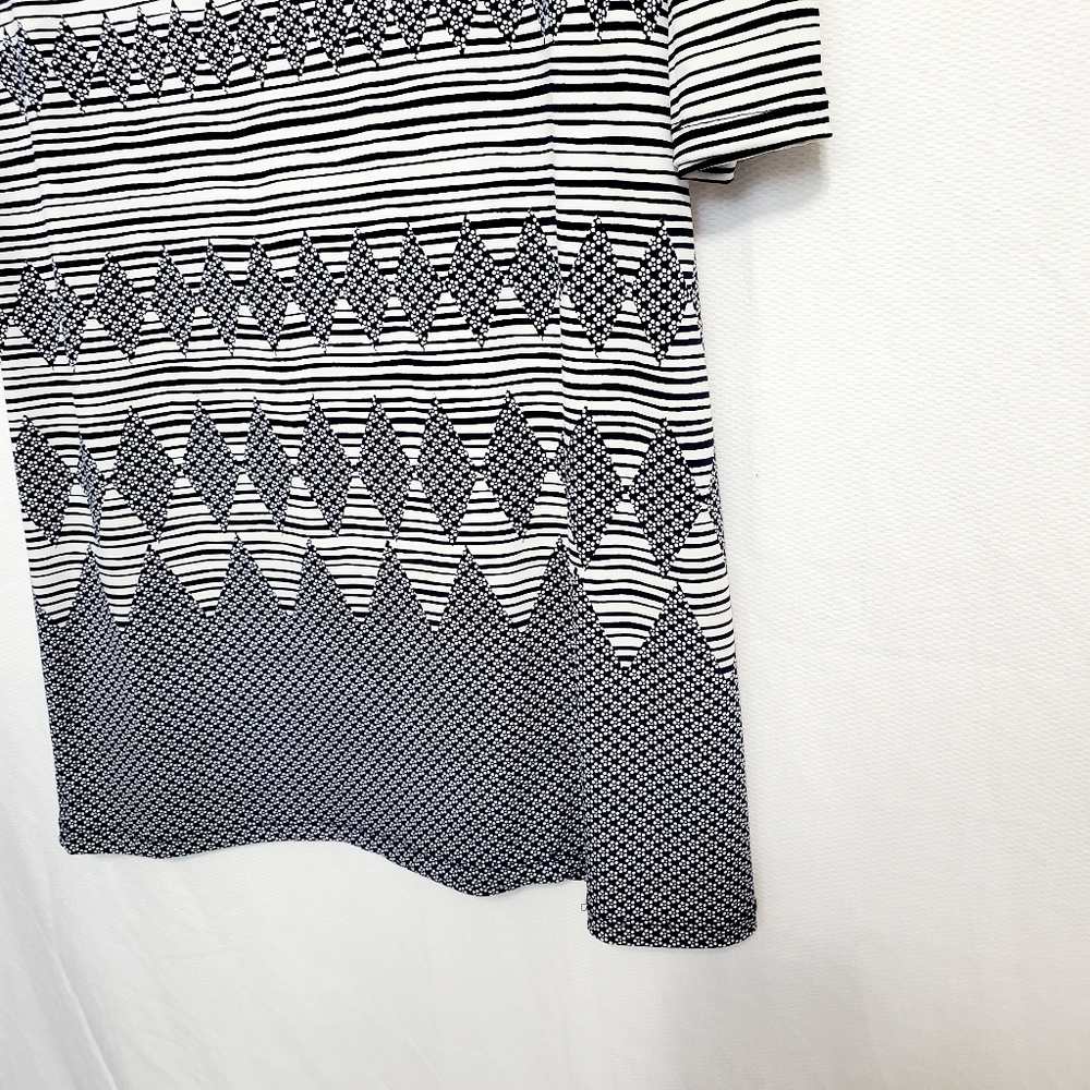 Max Study Navy Multi Stripe Pattern Shift Dress - image 5